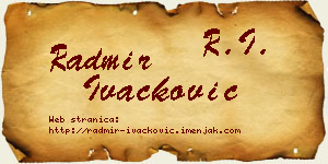 Radmir Ivačković vizit kartica